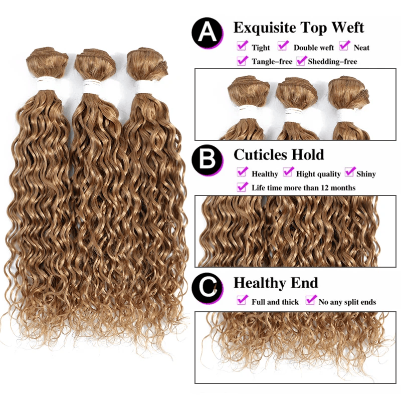 SL'HAIR Water Wave 27# Color 3 Bundles With 4*4 HD Lace Closure 100% Human Hair