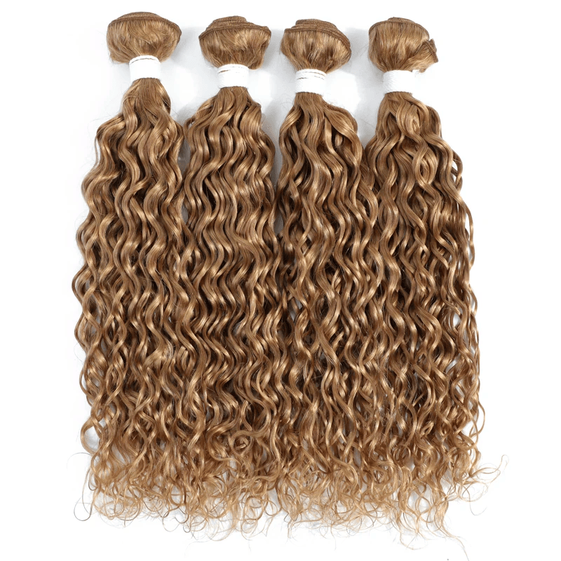SL'HAIR Water Wave 27# Color 3 Bundles With 4*4 HD Lace Closure 100% Human Hair