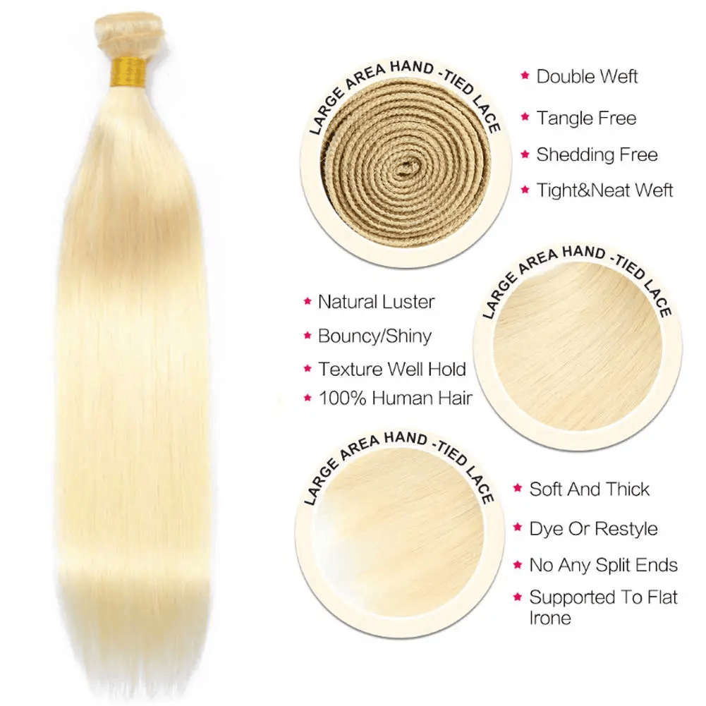 1Pc 613# Blonde Color Straight Bundles 100% Human Hair Brazilian Hair