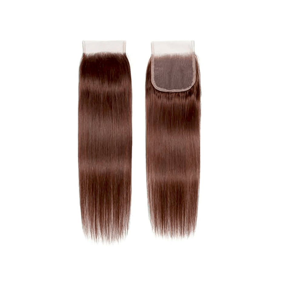 SL'HAIR Straight 33# Color 3 Bundles With 4*4 HD Lace Closure 100% Human Hair