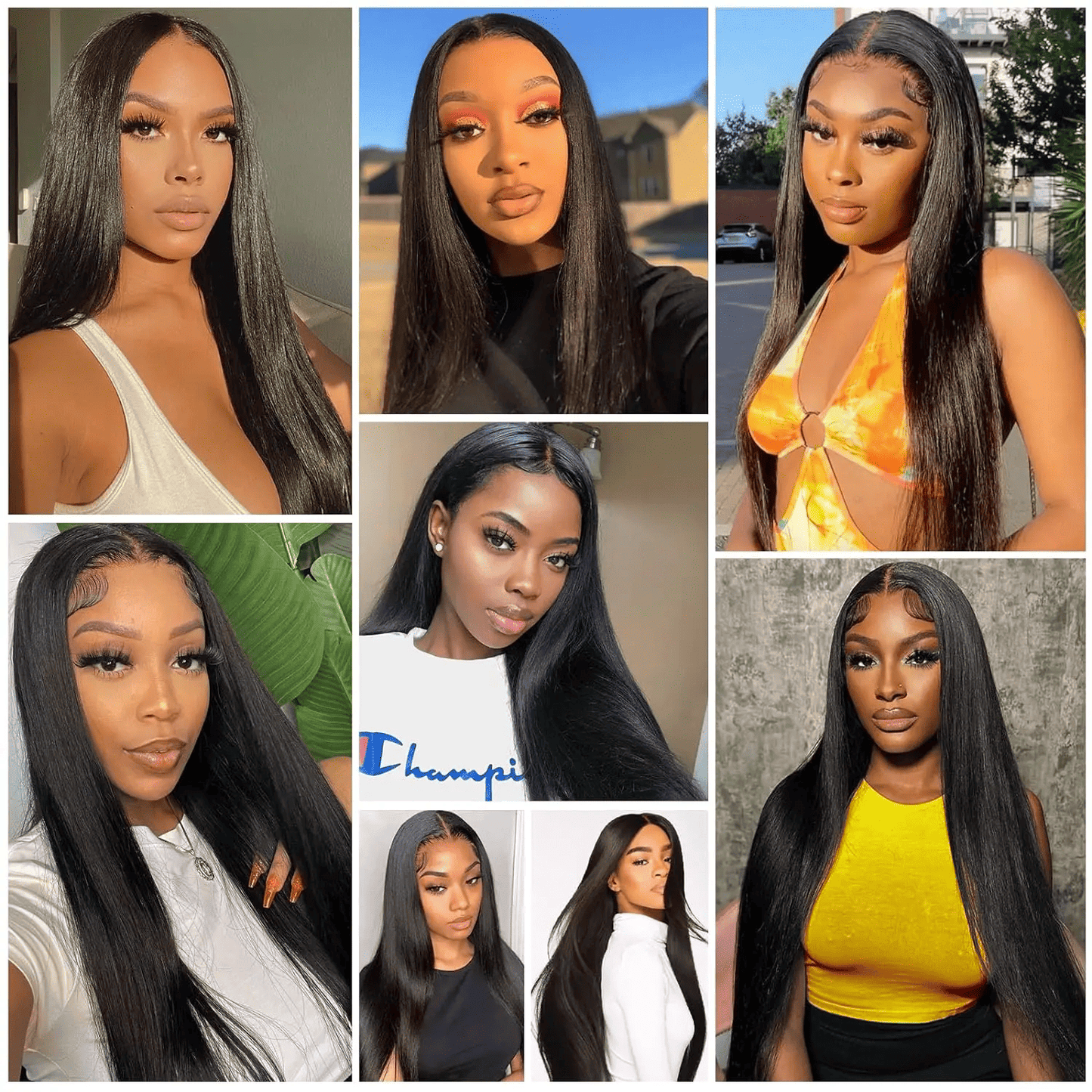SL'HAIR Straight 1B# Color 3 Bundles With 4*4 HD Lace Closure 100% Human Hair