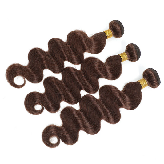 SL'HAIR 3Pcs 4# Brown Color Wave Bundles 100% Human Remy Hair
