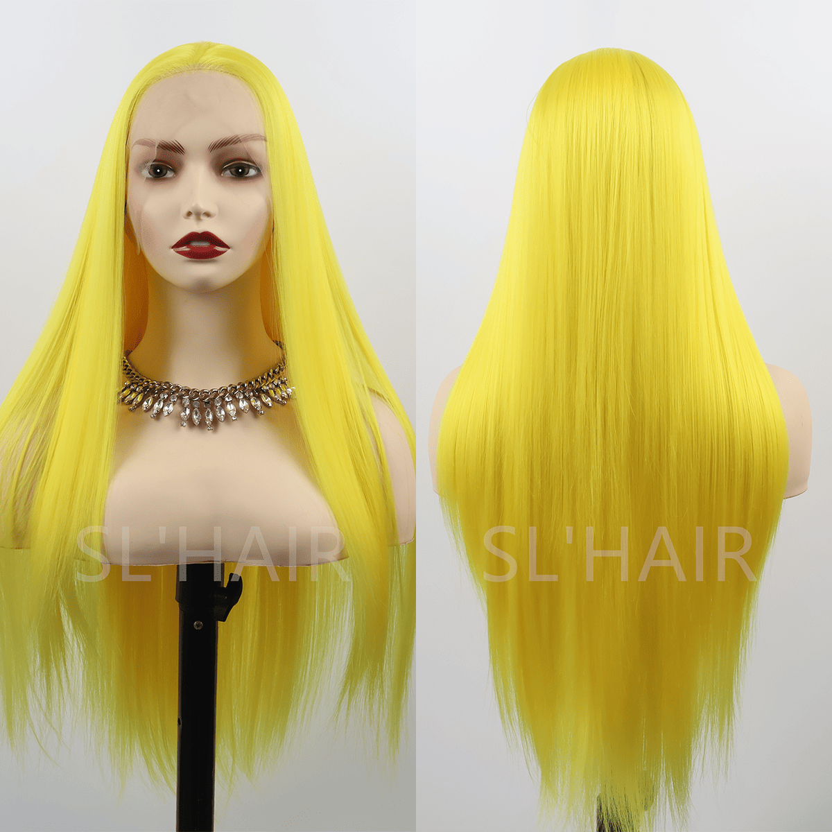 Yellow Color 13*4 Synthetic Lace Front Straight Wig WLF4001