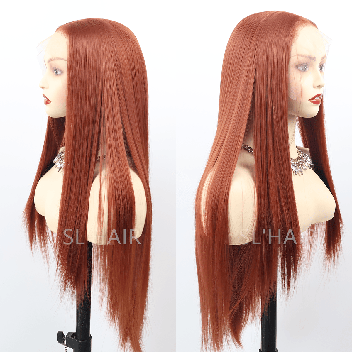 Ginger Orange Color 13*4 Synthetic Lace Front Straight Wig WLF4007