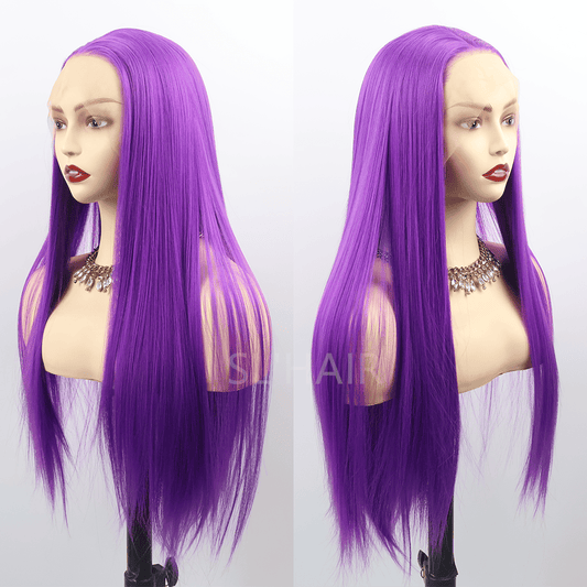 SL'HAIR Purple Color 13*4 Synthetic Lace Front Straight Wig DLF029