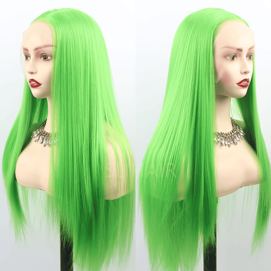 SL'HAIR Crisp Green Color 13*4 Synthetic Lace Front Straight Wig DLF031