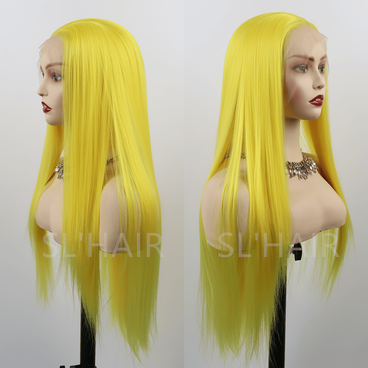 Yellow Color 13*4 Synthetic Lace Front Straight Wig WLF4001