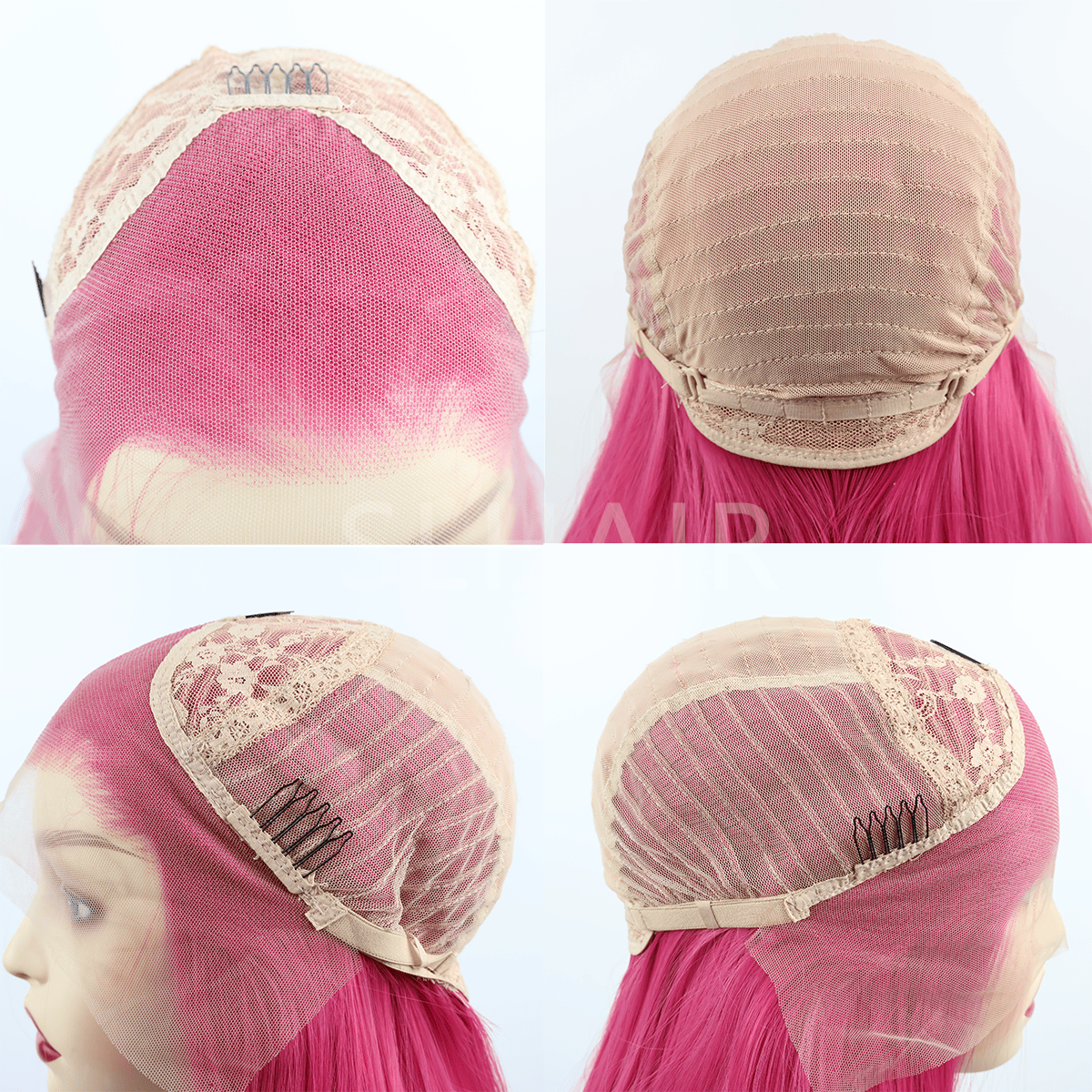 Rose Red Yellow Color 13*4 Synthetic Lace Front Straight Wig WLF4002