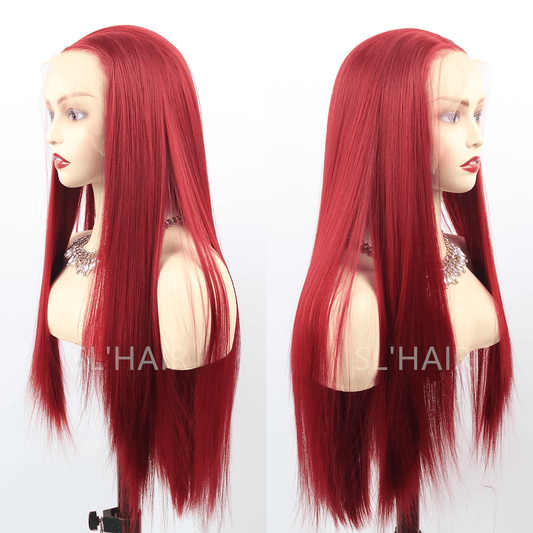 SL'HAIR 99J Color 13*4 Synthetic Lace Front Straight Wig DLF009