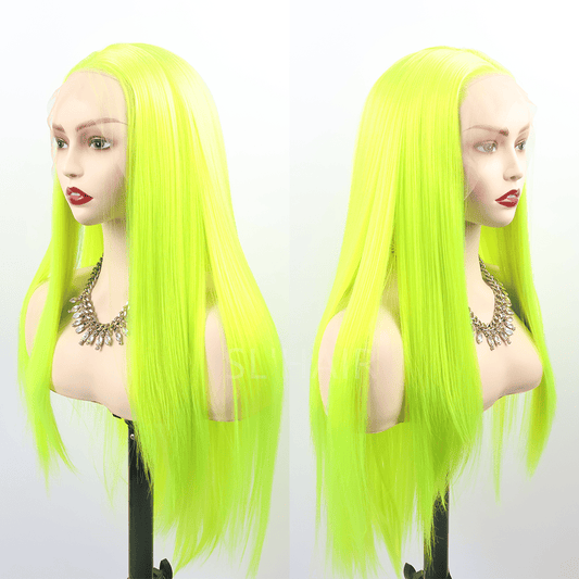 SL'HAIR Fluorescent Green Color 13*4 Synthetic Lace Front Straight Wig DLF026