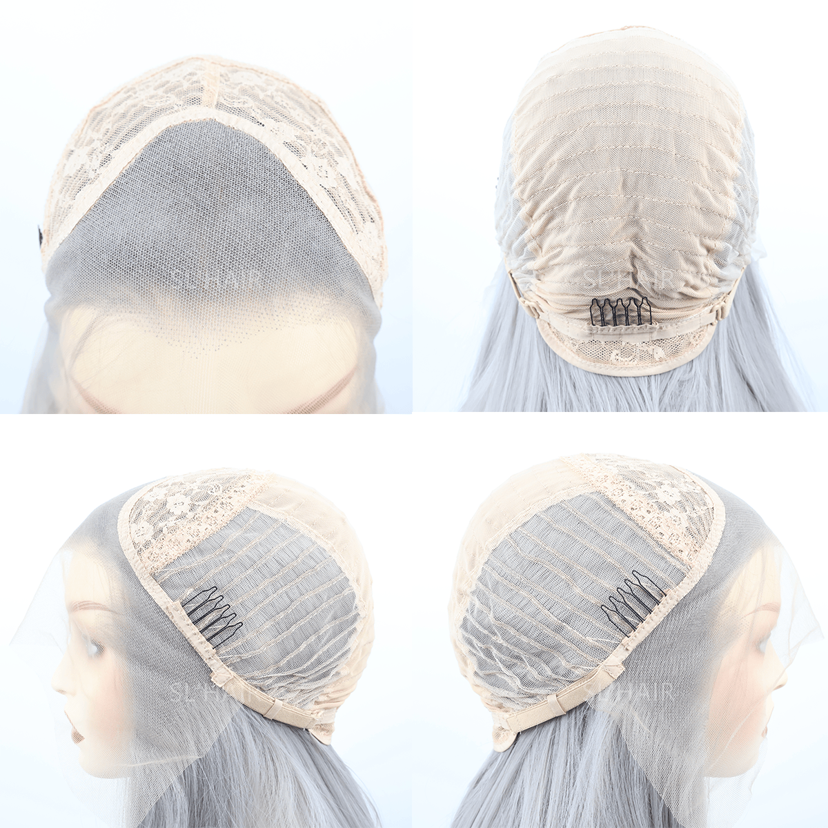 Grey Color 13*4 Synthetic Lace Front Straight WigWLF4008