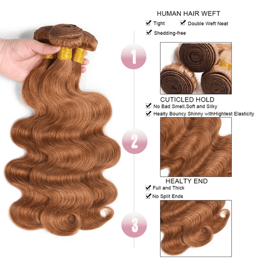 SL'HAIR 3Pcs 30# Color Wave Bundles 100% Human Remy Hair