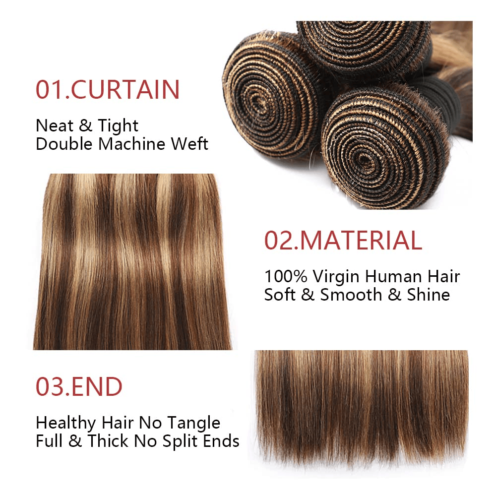 SL'HAIR 1PC 4P-27 Highlight Bundles 100% Human Hair With Diffierent Texture