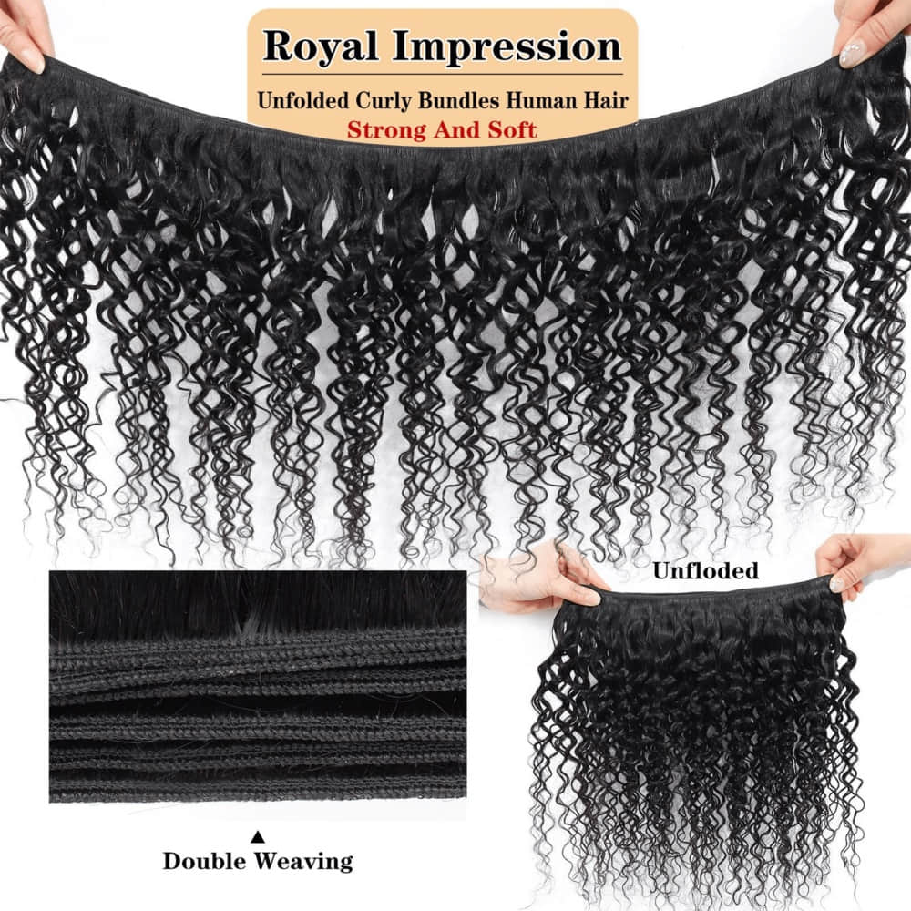 SL'HAIR 5x5 Invisible Real HD Lace Closure with 3 Bundles 100% Human Hair Kinky Curly