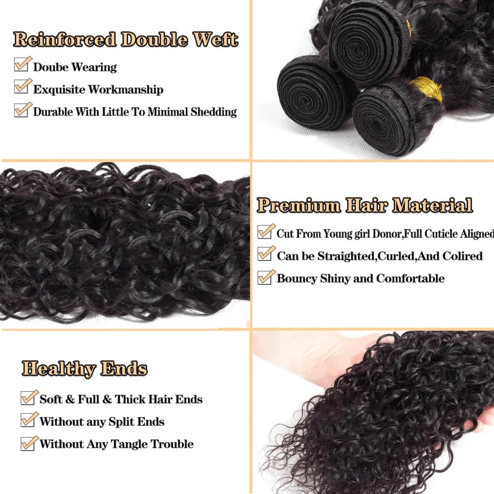SL'HAIR 5x5 Invisible Real HD Lace Closure with 3 Bundles 100% Human Hair Kinky Curly