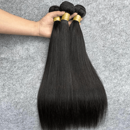 SL'HAIR 5x5 Invisible Real HD Lace Closure with 3 Bundles 100% Human Hair Straight