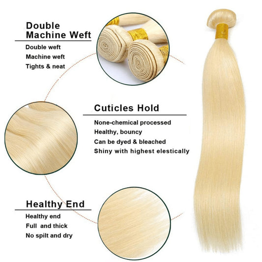 SL'HAIR 613# 5x5 Invisible Real HD Lace Closure with 3 Bundles 100% Human Hair Straight