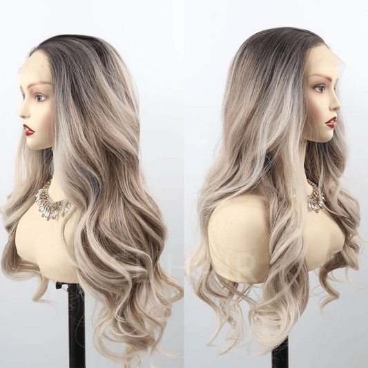 SL'HAIR Body Wave Omber Brown 13*4 Synthetic Lace Front Wig ZLF001