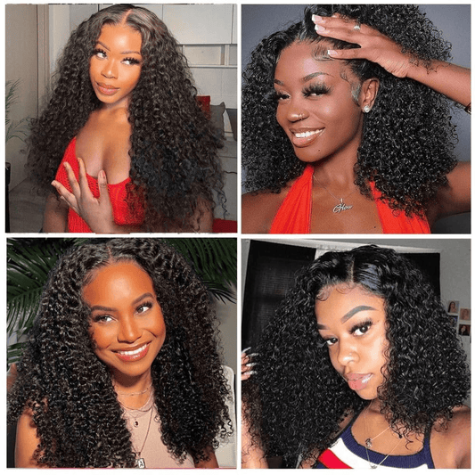 SL'HAIR 1B# Color Real HD Lace 13*4/13*6 Frontal Wig Kinky Curly Pre Plucked