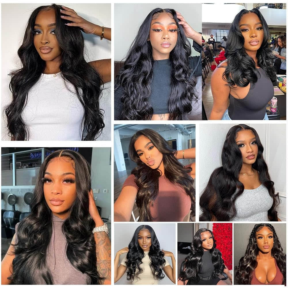 SL'HAIR 1B# Black Color Real HD 5*5&6*6 Lace Closure Wig Body Wave Pre Plucked