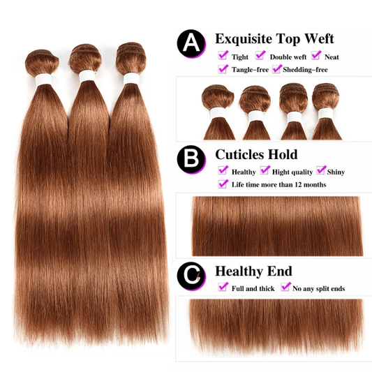 SL'HAIR 1PC 30# Brown Bundles 100% Human Hair With Diffierent Texture