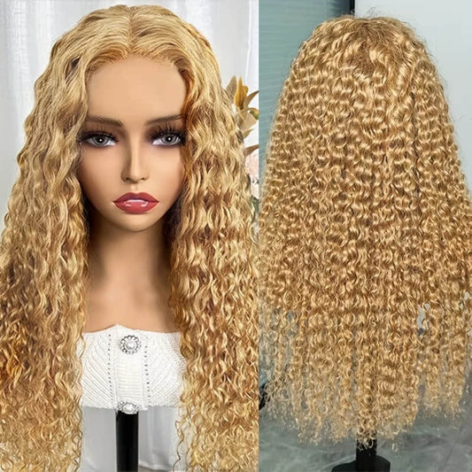 SL'HAIR 27# Blonde Color Real HD Lace 13*4/13*6 Frontal Wig Water Wave Pre Plucked