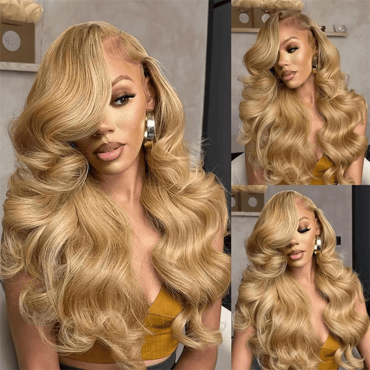 SL'HAIR 27# Honey Blonde Color Real HD Lace 13*4/13*6 Frontal Wig Body Wave Pre Plucked