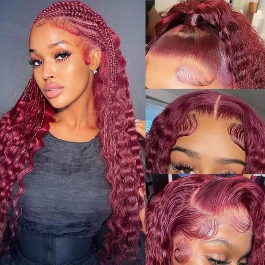 SL'HAIR 99J# Color Real HD 5*5&6*6 Lace Closure Wig Water Wave Pre Plucked