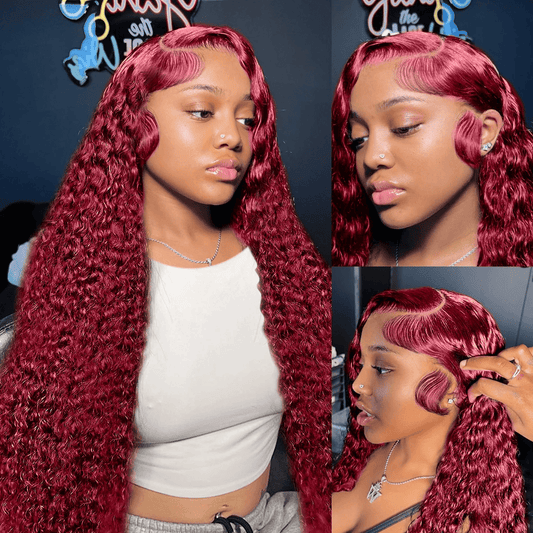 SL'HAIR 99J# Color Real HD 5*5&6*6 Lace Closure Wig Deep Wave Pre Plucked