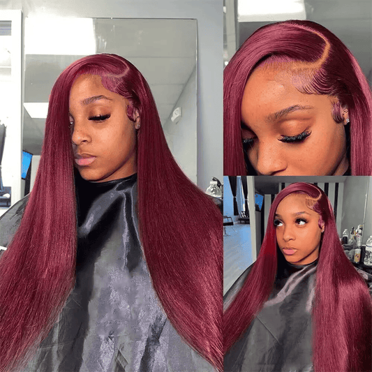 SL'HAIR 99J Color Real HD Lace 13*4/13*6 Frontal Wig Straight Pre Plucked