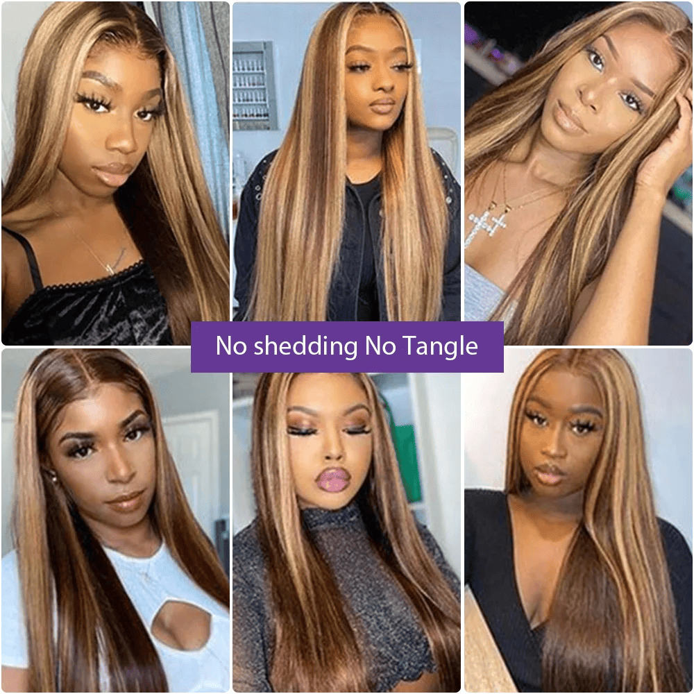 SL'HAIR Highlight Color Real HD Lace 13*4/13*6 Frontal Wig Straight Pre Plucked