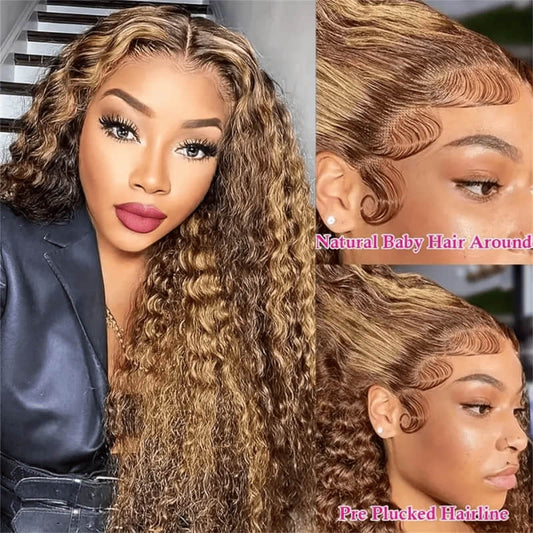 SL'HAIR Highlight Color Real HD Lace 13*4/13*6 Frontal Wig Water Wave Pre Plucked