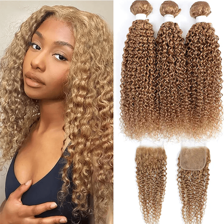 SL'HAIR 1PC 27# Blonde Bundles 100% Human Hair With Diffierent Texture