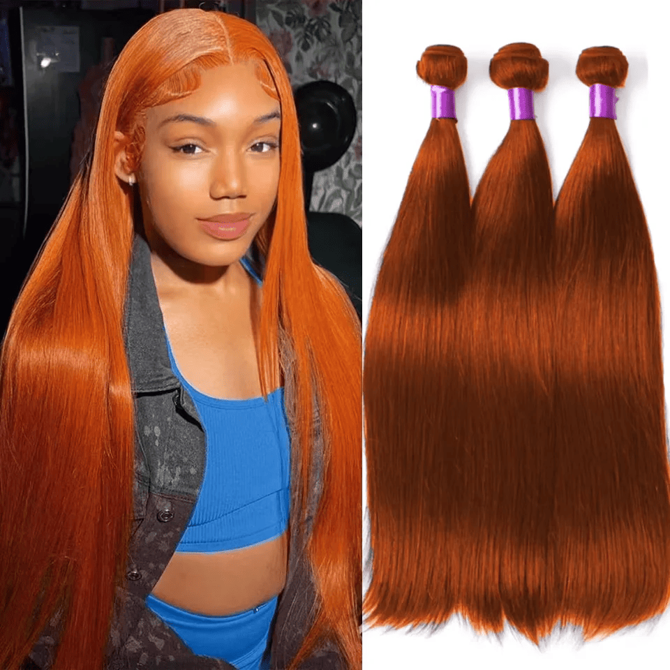SL'HAIR 1PC 350# Ginger Bundles 100% Human Hair With Diffierent Texture