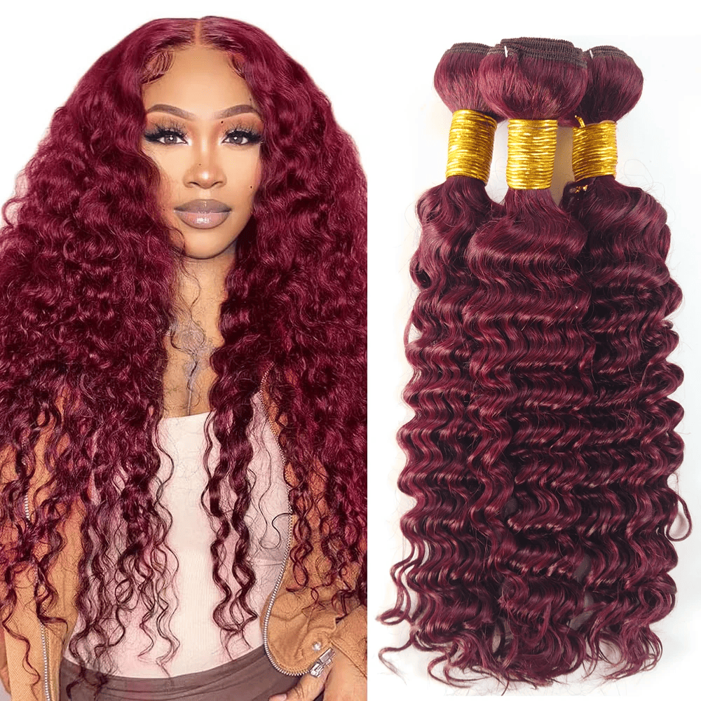 SL'HAIR 1PC 99J Burgundy Bundles 100% Human Hair With Diffierent Texture