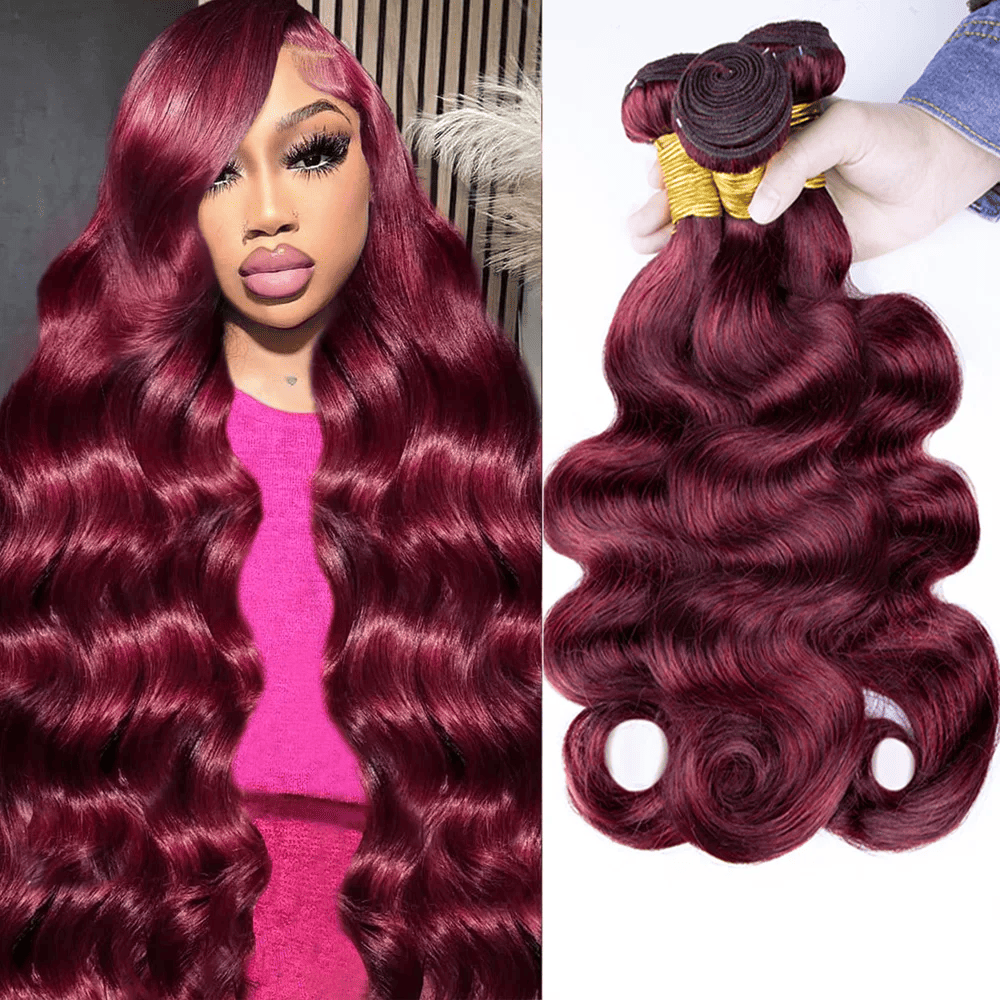 SL'HAIR 1PC 99J Burgundy Bundles 100% Human Hair With Diffierent Texture