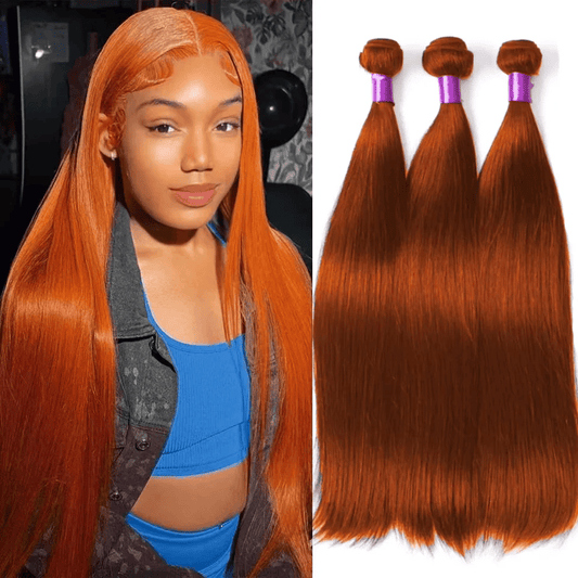 3Pcs 350# Ginger Color Straight Bundles 100% Human Hair Brazilian Hair