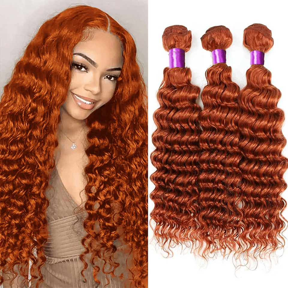 SL'HAIR 1PC 350# Ginger Bundles 100% Human Hair With Diffierent Texture