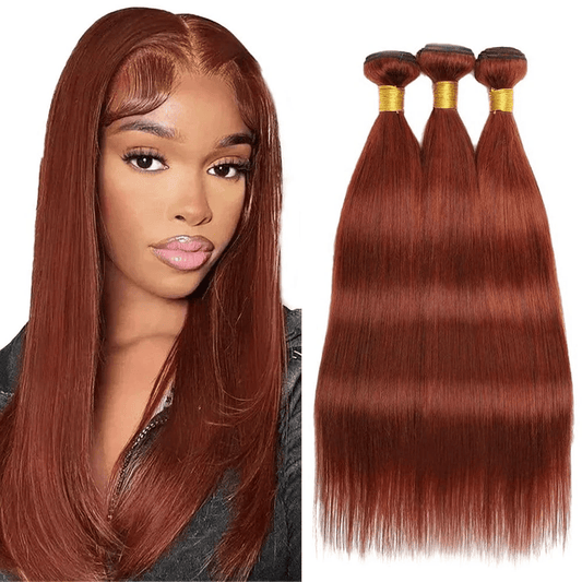 3Pcs 33# Brown Color Straight Bundles 100% Human Hair Brazilian Hair