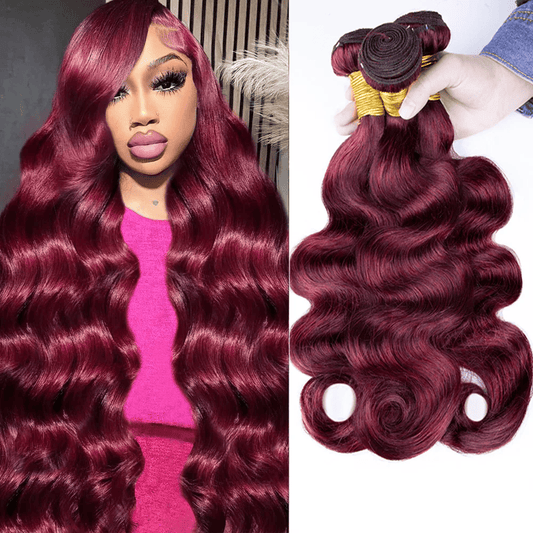SL'HAIR 3Pcs 99J Color Wave Bundles 100% Human Remy Hair