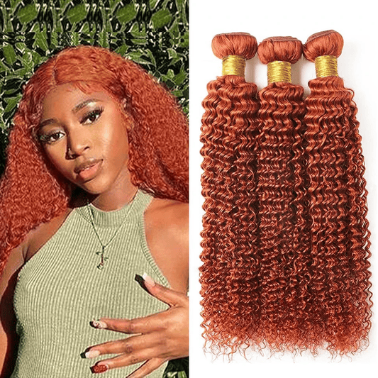 3Pcs 350# Ginger Color Kinky Curly Bundles 100% Human Hair Brazilian Hair