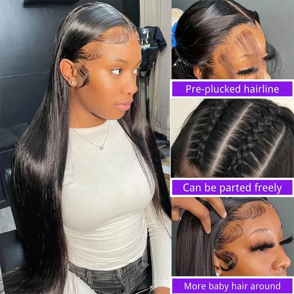 SL'HAIR 13*6 Invisible Real HD Lace Closure with 3 Bundles Straight