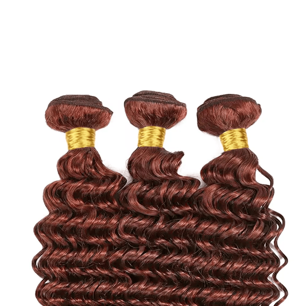 3Pcs 33# Brown Color Deep Wave Bundles 100% Human Hair Brazilian Hair