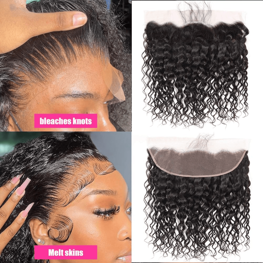 SL'HAIR 13*4 Invisible Real HD Lace Closure with 3 Bundles 100% Human Hair Water Wave