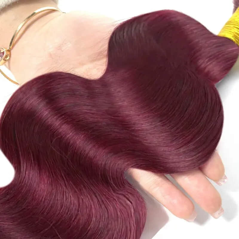 SL'HAIR 3Pcs 99J Color Wave Bundles 100% Human Remy Hair