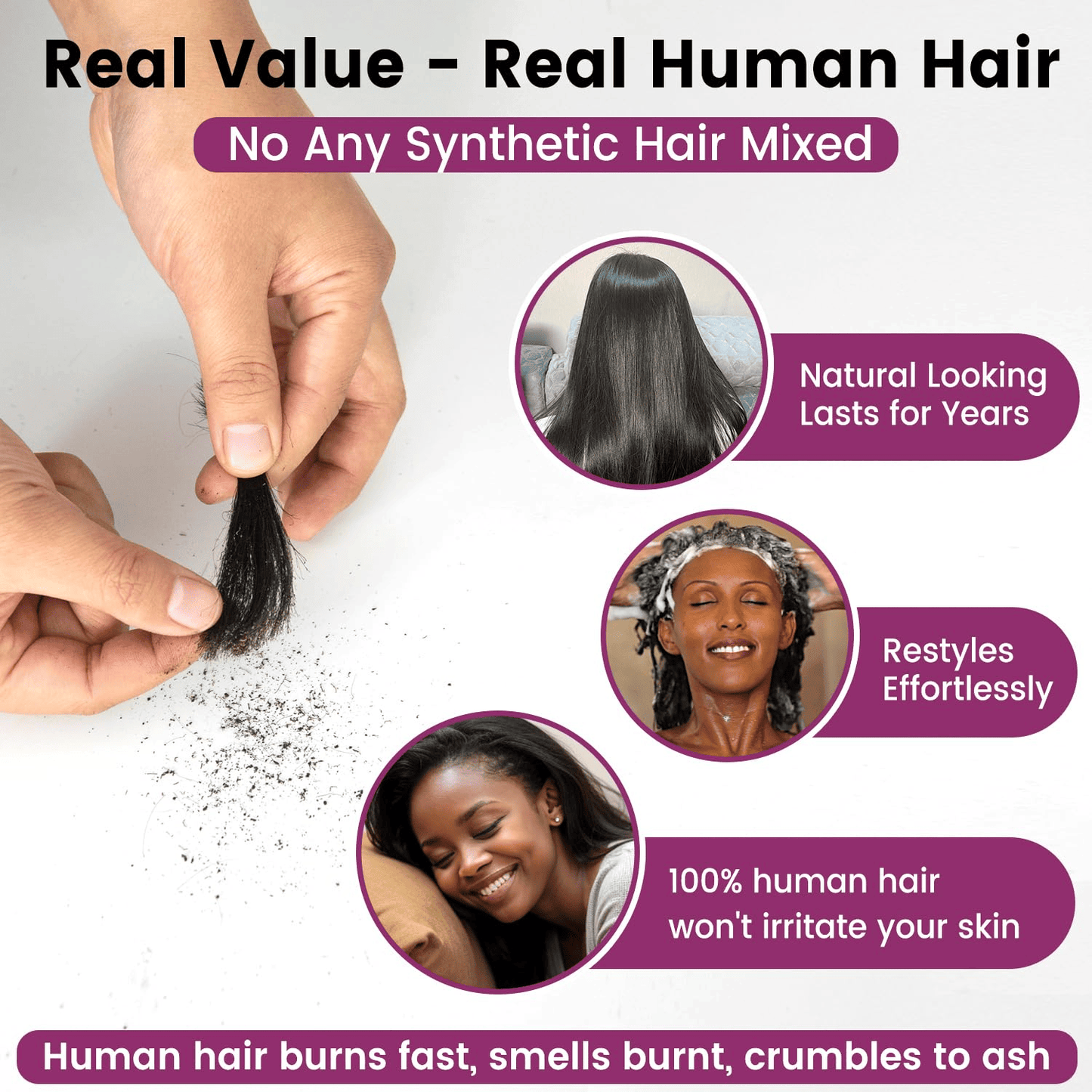 SL'HAIR Lace Closure Only, 4*4 5*5 Real Invisible HD Lace Closure Only
