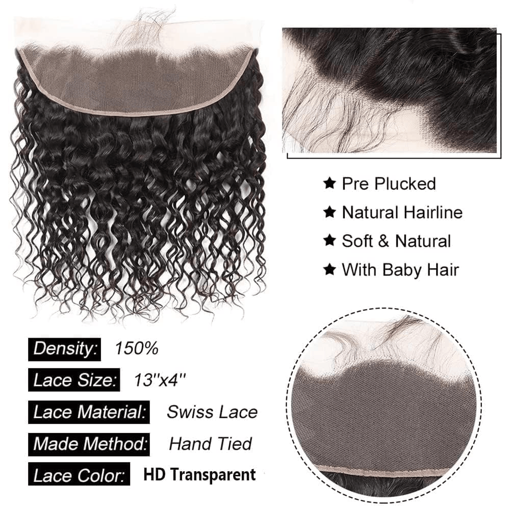 SL'HAIR 13*4 Invisible Real HD Lace Closure with 3 Bundles 100% Human Hair Water Wave