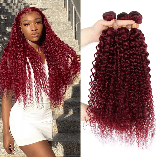 SL'HAIR 3Pcs 99J Color Curly Bundles 100% Human Remy Hair