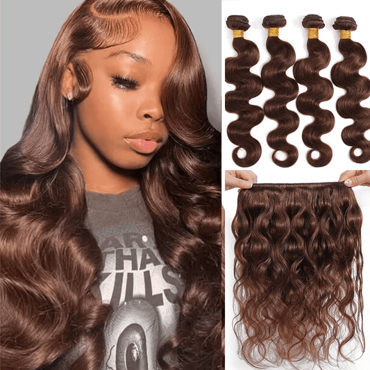 SL'HAIR 3Pcs 4# Brown Color Wave Bundles 100% Human Remy Hair