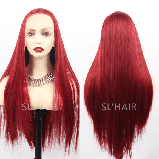 SL'HAIR 99J Color 13*4 Synthetic  Lace Front Straight Wig DLF009